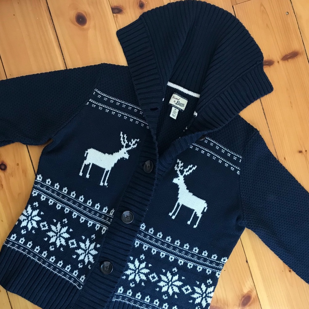 Vintage Bass Button Down Navy Stag Sweater - Picture 2 of 9